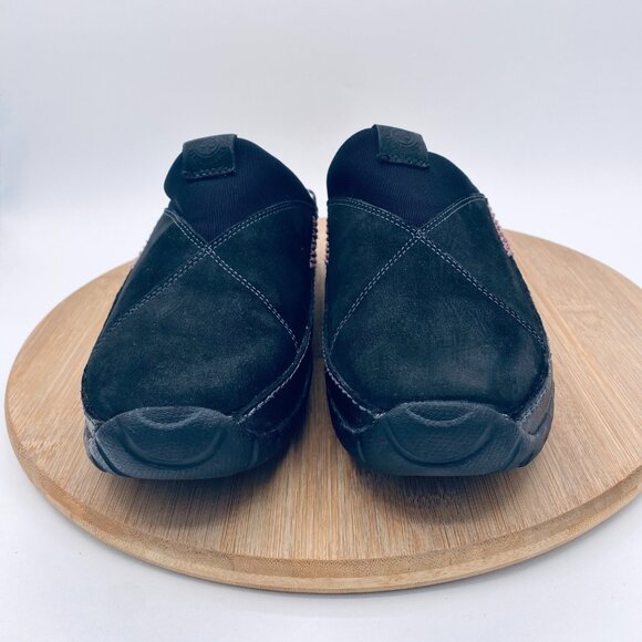 Timberland Smartwool Shoes Womens 8 Black Leather Slip On Mules Wool Lined - Picture 3 of 11